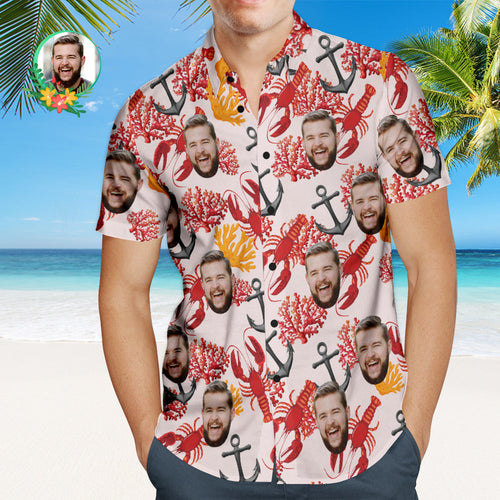 Kundenspezifisches Gesichts-hawaii-hemd Hummer-unterwasserweltpersonalisiertes Gesichts-hemd - MyFaceBoxerDE