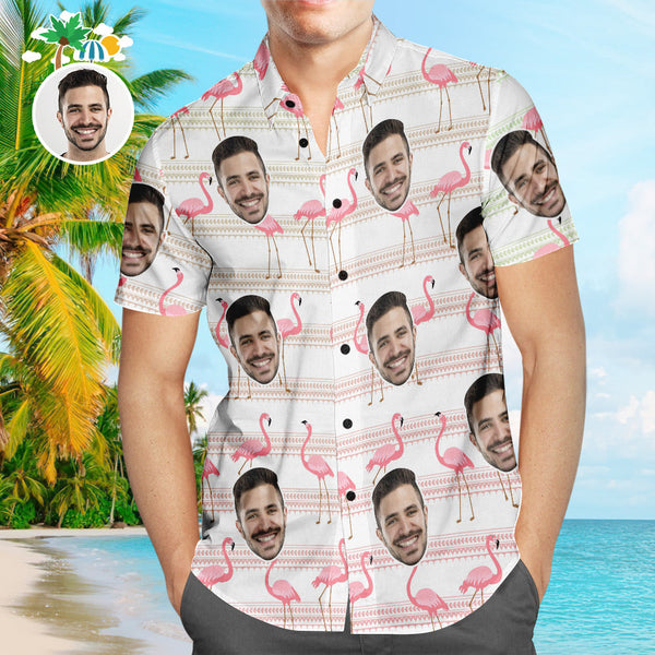 Custom Face Hawaiian Shirt Flamingo Paradise Personalisiertes Aloha Beach Shirt Für Männer - MyFaceBoxerDE