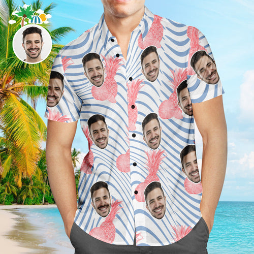 Benutzerdefiniertes Gesicht Hawaiihemd Reine Ananas Personalisiertes Aloha Beach Shirt Für Männer - MyFaceBoxerDE