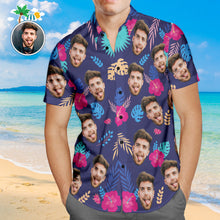 Benutzerdefiniertes Gesicht Hawaiihemd Bunte Blätter Personalisiertes Aloha Beach Shirt Für Männer - MyFaceBoxerDE