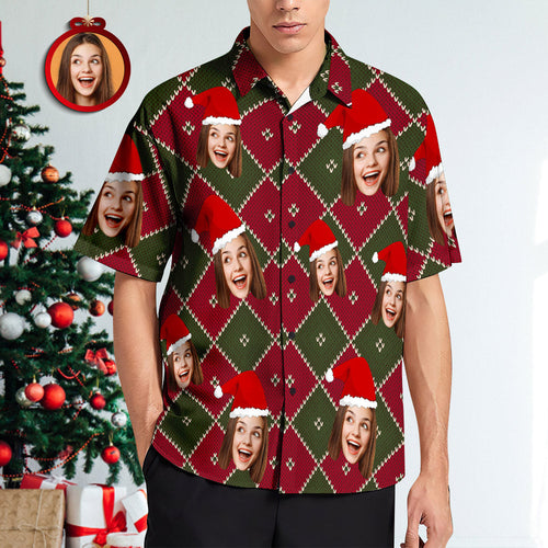Das Hawaiihemd Der Kundenspezifischen Gesichts-gitter-weihnachtsmänner - MyFaceBoxerDE
