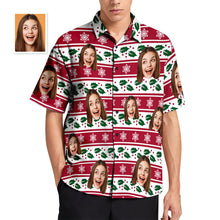 Custom Face Christmas Stripe Hawaiian Shirts Personalisierte Foto-geschenk-männer Weihnachtsshirts - MyFaceBoxerDE