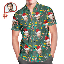 Männer Benutzerdefinierte Gesichtsabnutzung Weihnachtsmütze Weihnachten Hawaiian Aloha Shirts Weihnachtsgeschenk - MyFaceBoxerDE