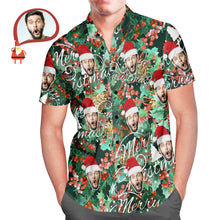 Herren Custom Face Frohe Weihnachten Hawaiihemd Personalisiertes Weihnachtsgeschenk - MyFaceBoxerDE
