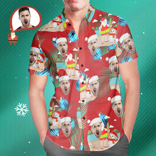 Custom Face Frohe Weihnachten Weihnachtsmann Herren All Over Print Hawaiihemd Weihnachtsgeschenk - MyFaceBoxerDE