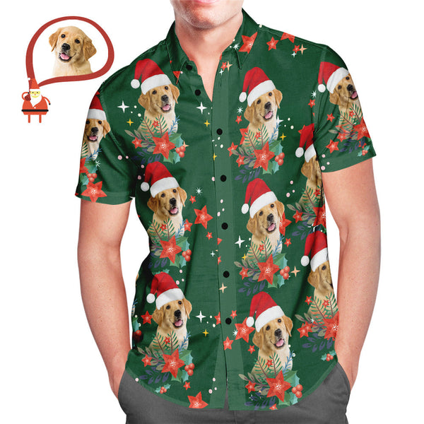 Das Kundenspezifische Foto-weihnachtshawaiianhemd-weihnachtsgeschenk Der Männer Für Haustier-liebhaber - MyFaceBoxerDE