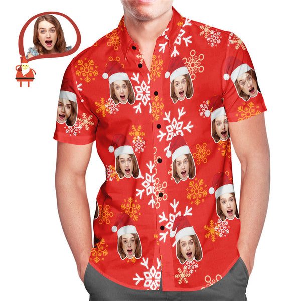 Das Hawaiihemd Der Benutzerdefinierten Gesicht-weihnachtsschneeflocke-männer Drucken Sie Ihr Eigenes Personalisiertes Hemd Für Ihn - MyFaceBoxerDE