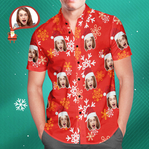 Das Hawaiihemd Der Benutzerdefinierten Gesicht-weihnachtsschneeflocke-männer Drucken Sie Ihr Eigenes Personalisiertes Hemd Für Ihn - MyFaceBoxerDE