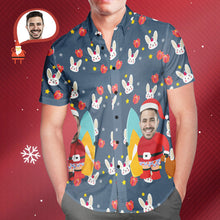 Das Gesicht Des Kundenspezifischen Sankt Ganz Über Druck-weihnachtshawaiianer-hemd Weihnachtsgeschenk Für Ihn - MyFaceBoxerDE