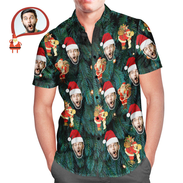 Custom Face Herren All Over Print Weihnachtsbaum Stil Hawaiihemd Weihnachtsgeschenk - MyFaceBoxerDE