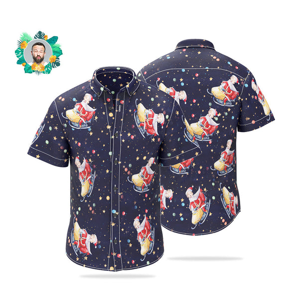 Benutzerdefiniertes Gesicht Hawaiihemd Personalisierte Weihnachtsmann Lustige Weihnachtshemden Für Männer - MyFaceBoxerDE