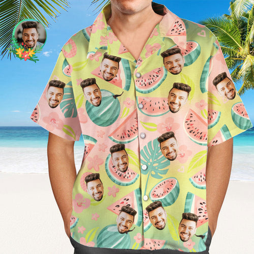 Custom Face Herren All Over Print Aloha Hawaiihemd Wassermelonen Und Sommer - MyFaceBoxerDE
