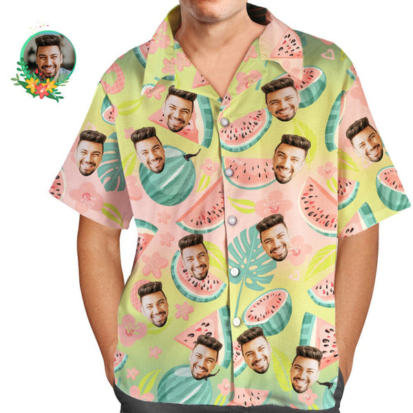 Custom Face Herren All Over Print Aloha Hawaiihemd Wassermelonen Und Sommer - MyFaceBoxerDE