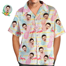 Hawaiihemd Mit Individuellem Gesicht, Flamingo Und Ananas, Allover-print-aloha-hemd Für Herren - MyFaceBoxerDE