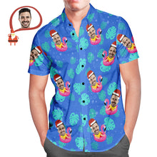 Herren Custom Face Santa Pool Party Hawaiihemd Personalisiertes Weihnachtsgeschenk - MyFaceBoxerDE