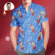 Herren Custom Face Weihnachten Santa All Over Print Hawaiihemd Weihnachtsgeschenk - MyFaceBoxerDE