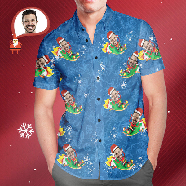 Das Kundenspezifische Gesicht Hawaiihemd Der Männer Lustiges Weihnachtsmann-hawaiihemd-weihnachtsgeschenk - MyFaceBoxerDE