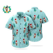Benutzerdefinierte Gesicht Weihnachtsbaum Hawaiihemden Personalisierte Fotohemden Geschenk Für Männer - MyFaceBoxerDE