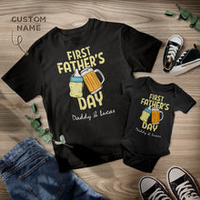 Namensshirt  Erste Vatertagsgeschenke für Papa Babyflasche Papa und Baby passende Outfits