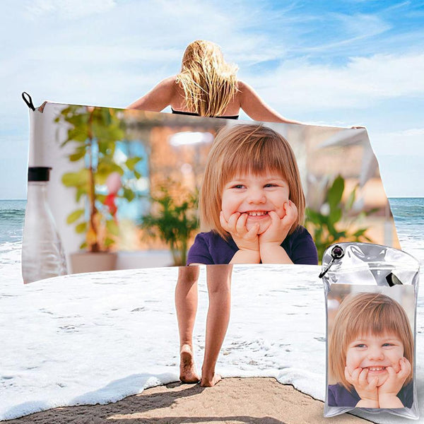 Horizontale personalisierte Badetücher Benutzerdefinierte Foto Strandtücher Schnelltrocknende ultrafeine Faser Nette Babygeschenke für Neugeborene