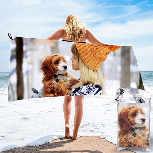 Horizontale personalisierte Badetücher Benutzerdefinierte Foto Strandtücher Schnelltrocknendes ultrafeines Faser-Haustier