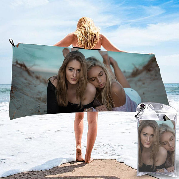Horizontale personalisierte Badetücher Benutzerdefinierte Foto Strandtücher Schnelltrocknende ultrafeine Faser Best Friends Forever