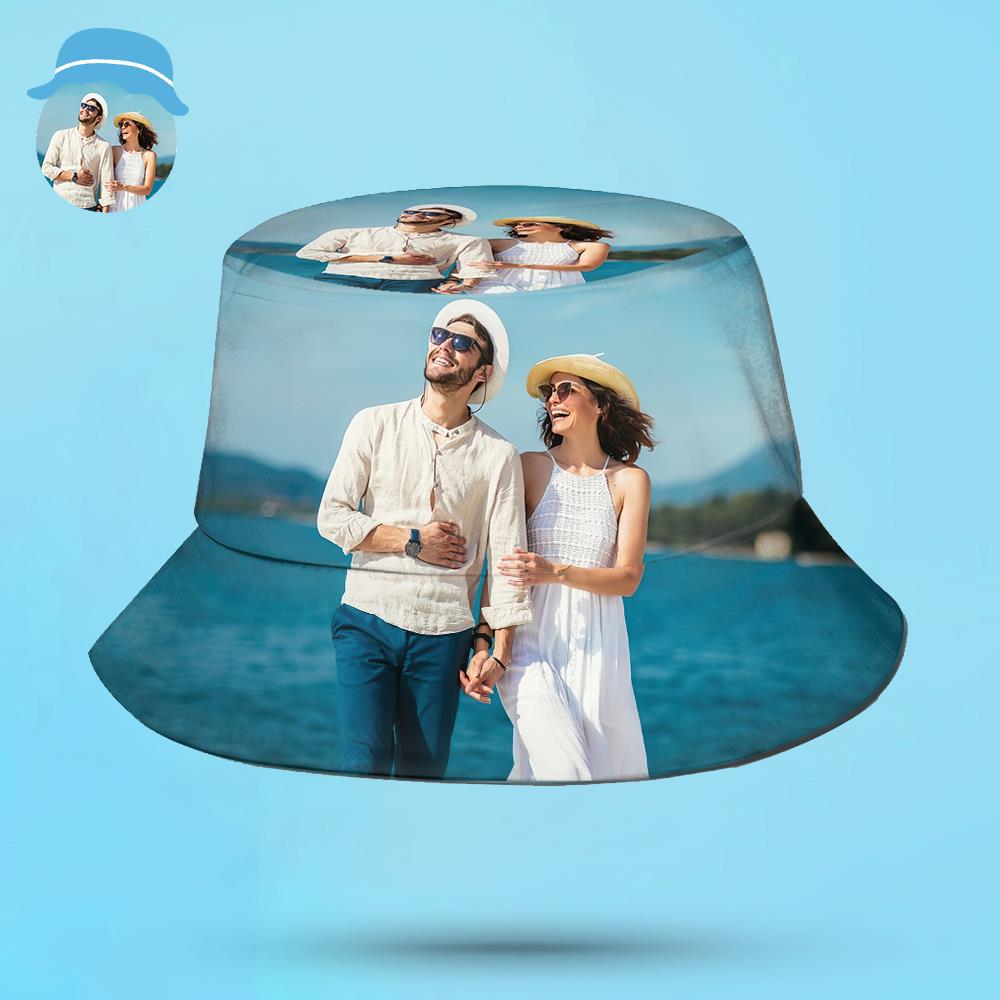 Benutzerdefinierte Eimer Hut Gesicht Eimer Hut Personalisieren Sie die breite Krempe Draussen Sommermütze Wandern Strand Sport Hut Geschenk für Liebhaber Geschenk für Liebhaber