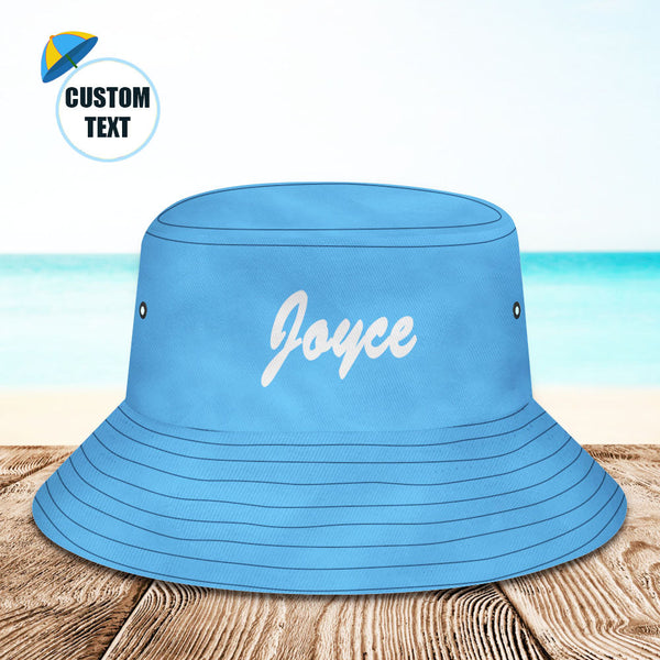 Custom Bucket Hat Unisex Bucket Hat with Text Personalize Wide Brim Outdoor Summer Cap Hiking Beach Sports Hats Gift for Lover Blue