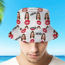 Personalized Red Lip Hawaiian Fisherman Hat Bucket Hat Valentine's Day Gift