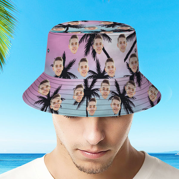 Custom Coconut Tree Hawaiian Fisherman Hat Bucket Hat Beach Sports Hat