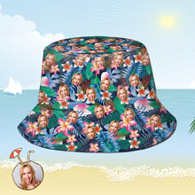 Benutzerdefinierte Eimer Hut Personalisiertes Gesicht als Allover-Print Tropischer Blumendruck Hawaiischer Fischerhut - Mode Blumen