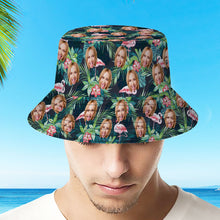 Benutzerdefinierte Eimer Hut personalisierte Gesicht All Over Print tropische Blume drucken hawaiianischen Fischer Hut - Flamingo