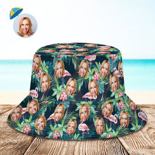 Benutzerdefinierte Eimer Hut personalisierte Gesicht All Over Print tropische Blume drucken hawaiianischen Fischer Hut - Flamingo