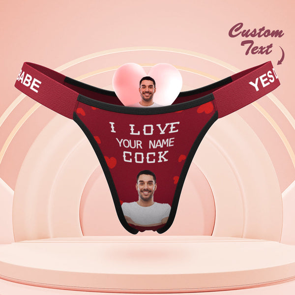 Personalisiertes Gesichtshöschen „love Your Cock“, Personalisierter Bund Mit Gravur, Tanga, Geschenk Für Sie - MyFaceBoxerDE