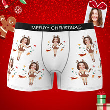 Kundenspezifisches Foto-boxer-weihnachtselch-gesichts-unterwäsche-herrenunterwäsche-paar-geschenke Weihnachtsgeschenk Ar-ansicht - MyFaceBoxerDE
