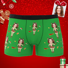 Kundenspezifisches Foto-boxer-weihnachtselch-gesichts-unterwäsche-herrenunterwäsche-paar-geschenke Weihnachtsgeschenk Ar-ansicht - MyFaceBoxerDE
