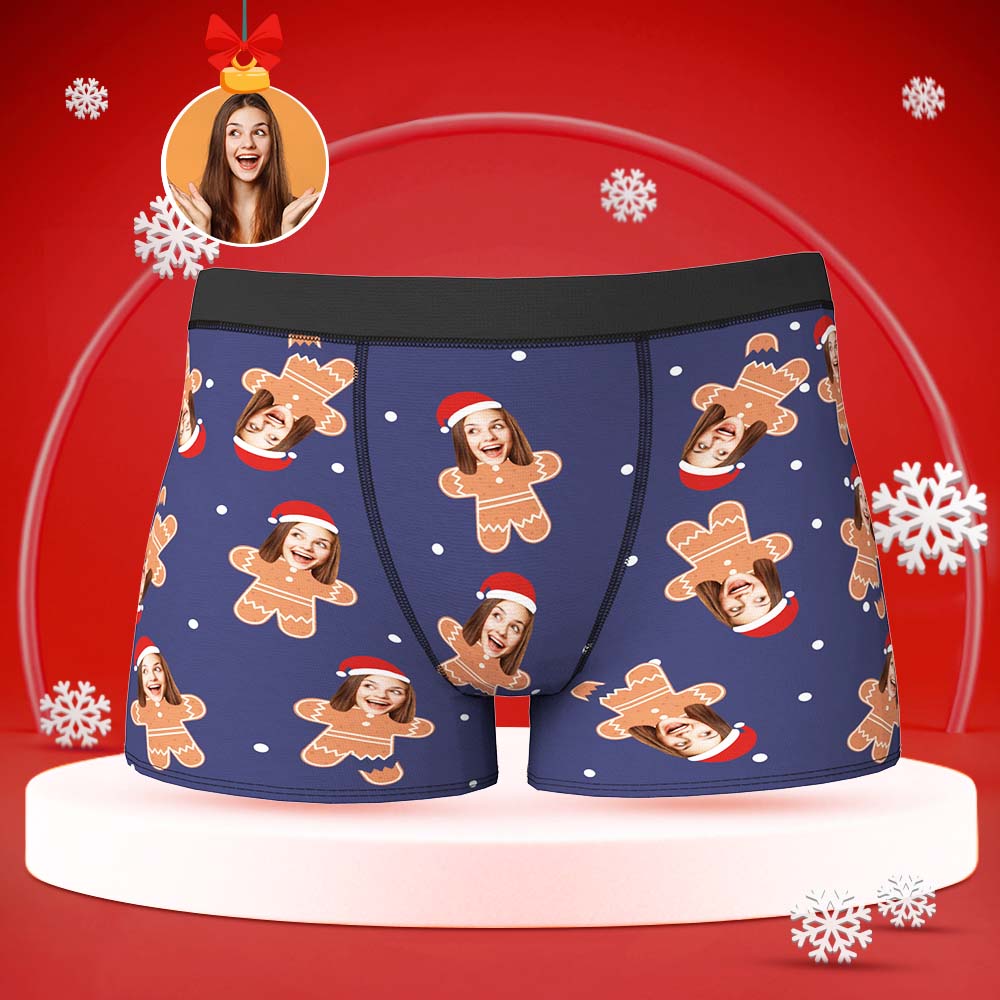 Benutzerdefiniertes Gesicht Boxer Personalisierte Herren Shorts Mit Foto Weihnachtsgeschenken - Lebkuchen - MyFaceBoxerDE
