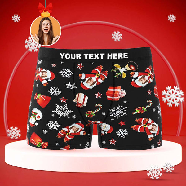 Kundenspezifische Gesichts-boxershorts Personalisierte Herrenshorts Mit Foto-sankt-schneemann-weihnachtsgeschenken - MyFaceBoxerDE