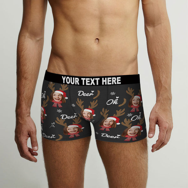 Kundenspezifische Gesichts-boxershorts Personalisierte Herrenshorts Mit Foto-weihnachtsren - MyFaceBoxerDE