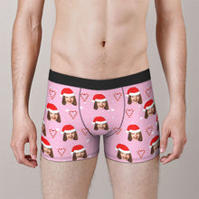 Kundenspezifisches Gesicht Rosa Weihnachtssüßigkeits-boxershorts Personalisiertes Rosa Weihnachtsgeschenk - MyFaceBoxerDE