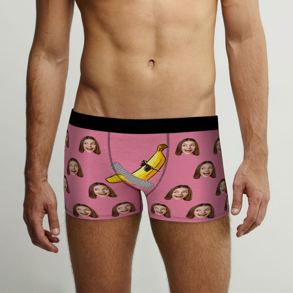Personalisierte Herren Unterhose Ungezogene Banane Personalisiertes Lustiges Valentinstagsgeschenk Für Ihn - MyFaceBoxerDE