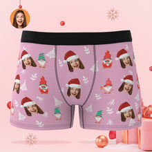 Kundenspezifisches Gesicht Weihnachtszwerge Pink Boxer Briefs Personalisiertes Weihnachtsgeschenk - MyFaceBoxerDE