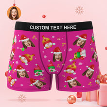 Kundenspezifisches Gesicht Happy Gnomes Pink Christmas Boxer Briefs Personalisiertes Weihnachtsgeschenk - MyFaceBoxerDE