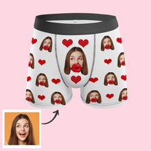 Benutzerdefinierte Gesicht rote Lippen und Herz Unterwäsche Valentinstagsgeschenk Für Ihn - MyFaceBoxerDE