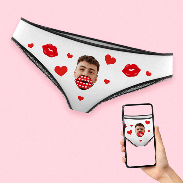 Benutzerdefinierte Gesicht Lippen und Herz Ar Ansicht Unterwäsche Für Ihr Personalisiertes Tanga-valentinsgeschenk - MyFaceBoxerDE