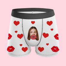 Benutzerdefinierte Gesicht Herz Boxer Ar-ansicht Personalisierte Lustige Lippen Boxershorts Valentinstagsgeschenk - MyFaceBoxerDE