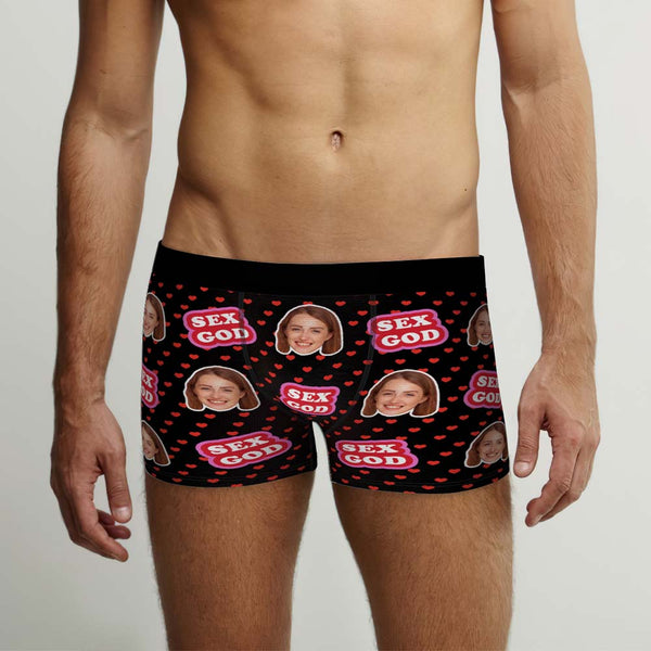Benutzerdefinierte Gesichts-boxershorts, Personalisierte Herrenshorts Mit Foto – Sex God - MyFaceBoxerDE