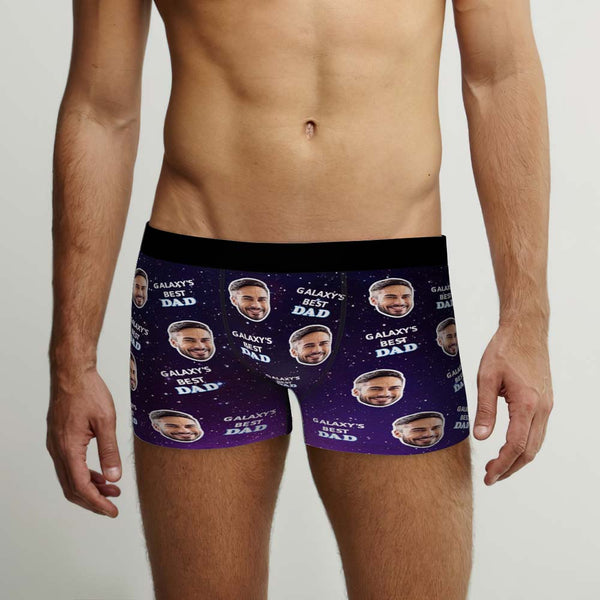 Custom Face Boxers Briefs Personalised Men's Shorts With Photo For Dad - Galaxy - MyFaceBoxerDE