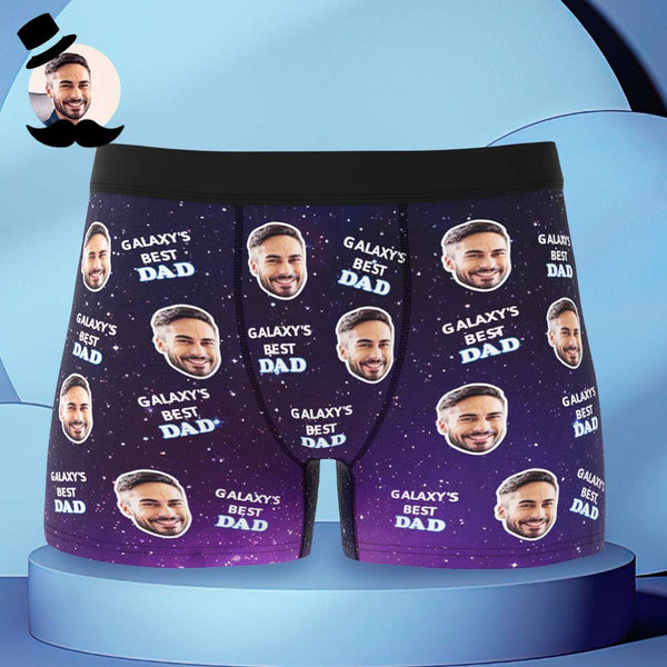 Custom Face Boxers Briefs Personalised Men's Shorts With Photo For Dad - Galaxy - MyFaceBoxerDE