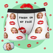 Benutzerdefinierter Gesichtsboxer FINISH ON MY FACE Personalisieren Foto Unterwäsche für Männer Geschenke für Freund